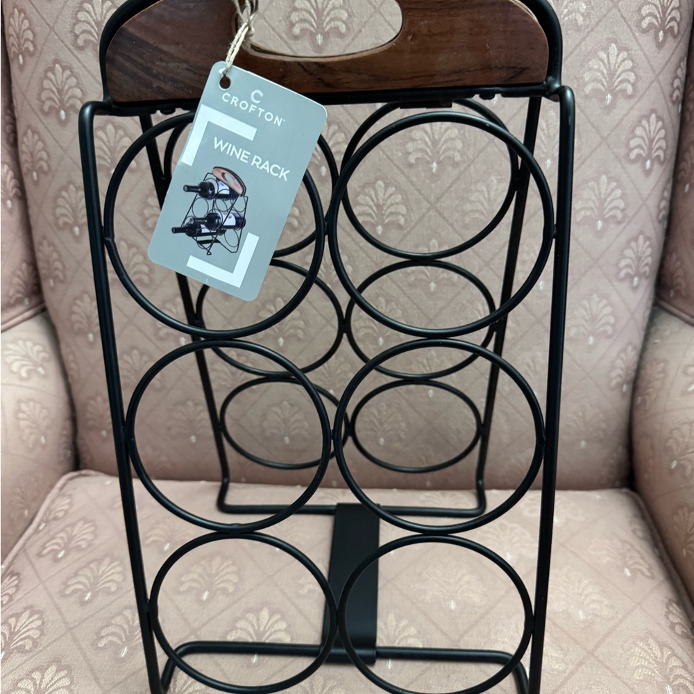 Croton Black Metal Wine Rack - 6 Bottle